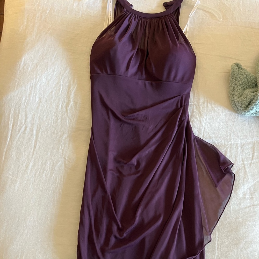 David’s bridal dress. Sheer top. Plum color. Size 2
